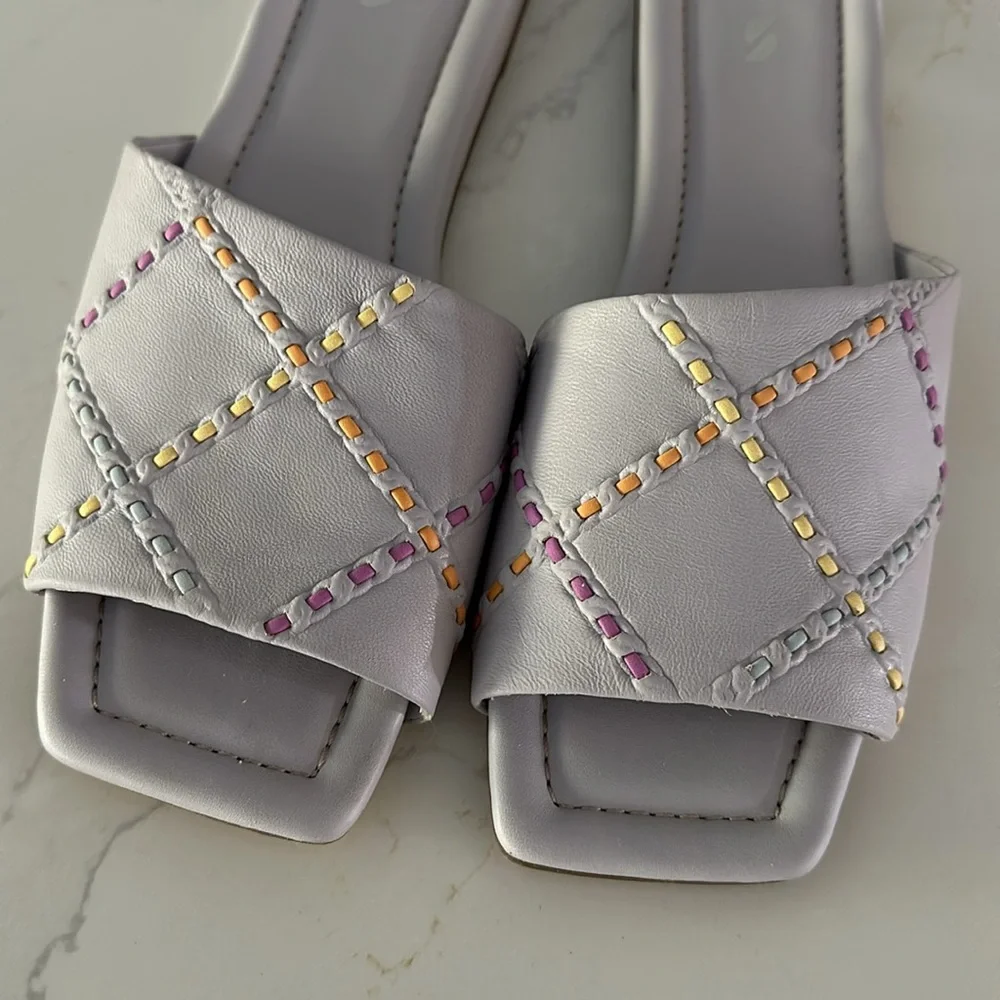 Franco Sarto Square Toe Slip-on Purple Sandals. Size 9M